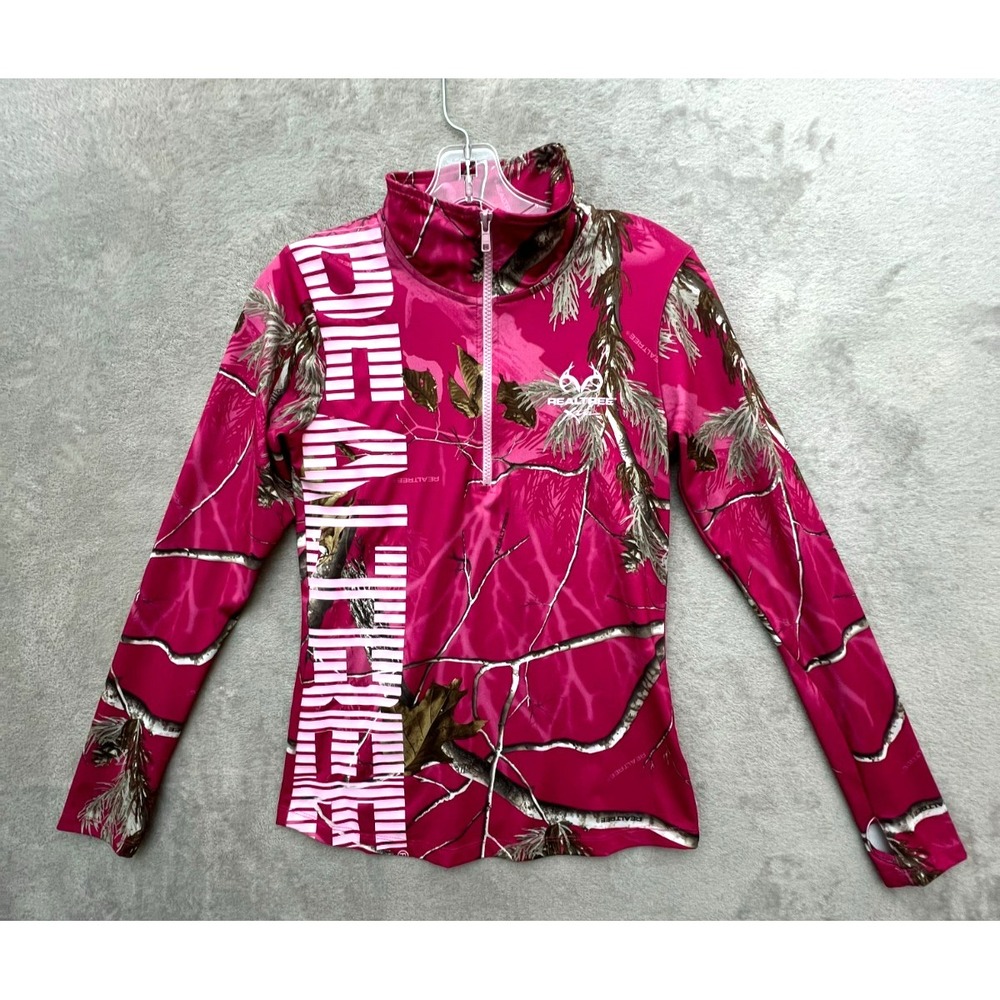 Realtree Pink Camo Quarter‎ Zip Pullover Women's Hunting Active Top